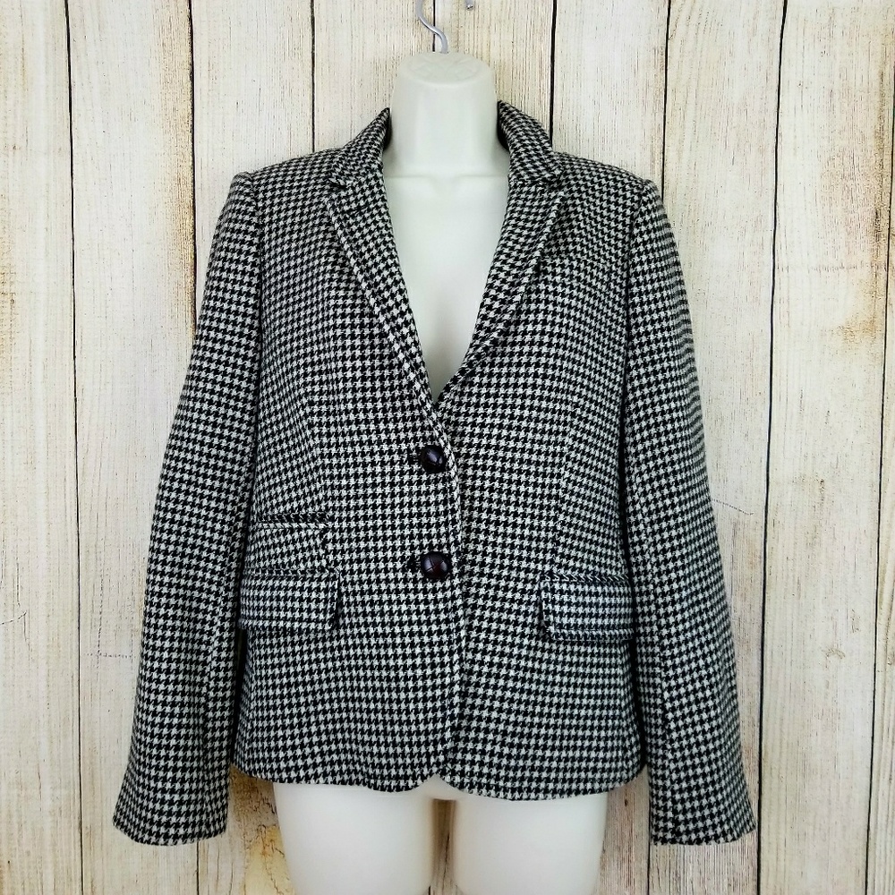 J. Crew Black and White Houndstooth Blazer - Picture 2 of 8